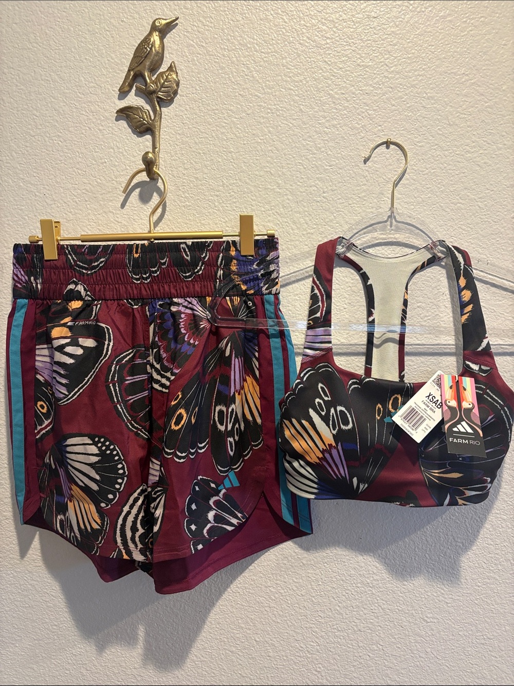 FARM Rio Maroon Butterfly Print Athletic Shorts Set